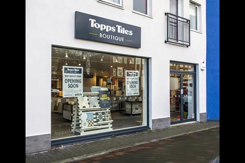 Topps Tiles Boutique features a contemporary grey fascia